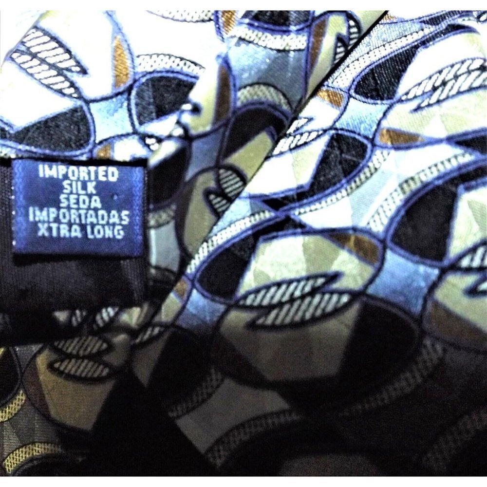 Louis Feraud Men's Silk Tie Multicolor 62 Inches Long Geometric Print - Picture 3 of 4